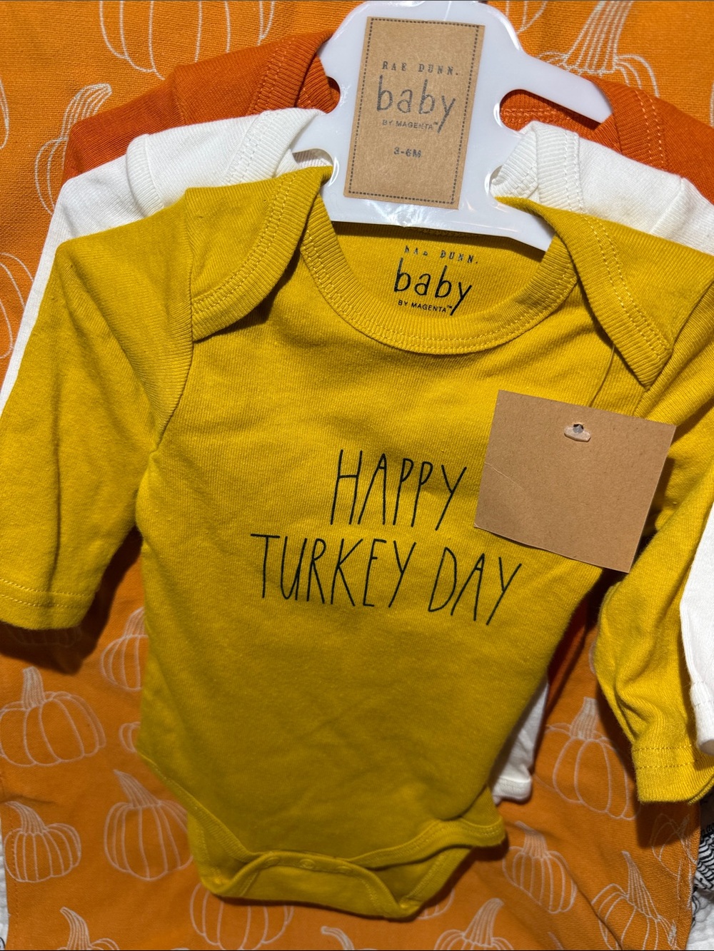 RAE DUNN Baby Thanksgiving Clothes 3-Piece Set, 3-6 Mo